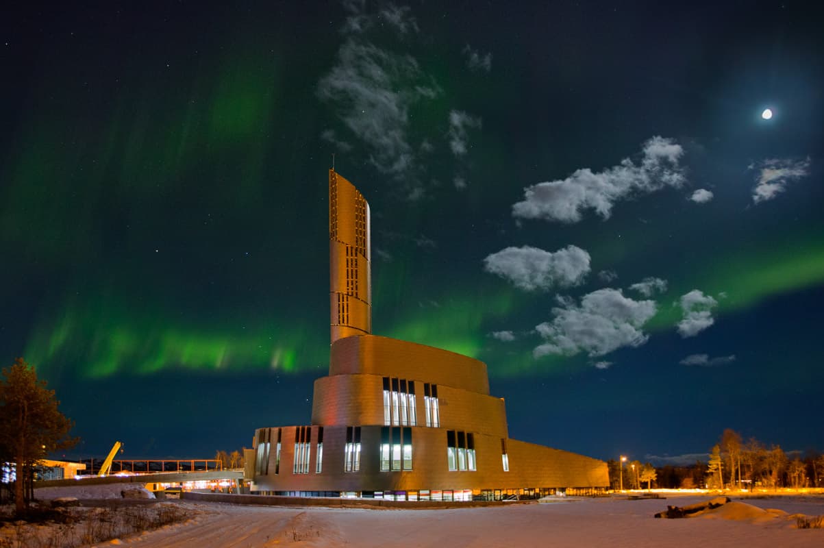 Northern Lights over Alta, Finnmark with green aurora above the Sami cultural heartland
