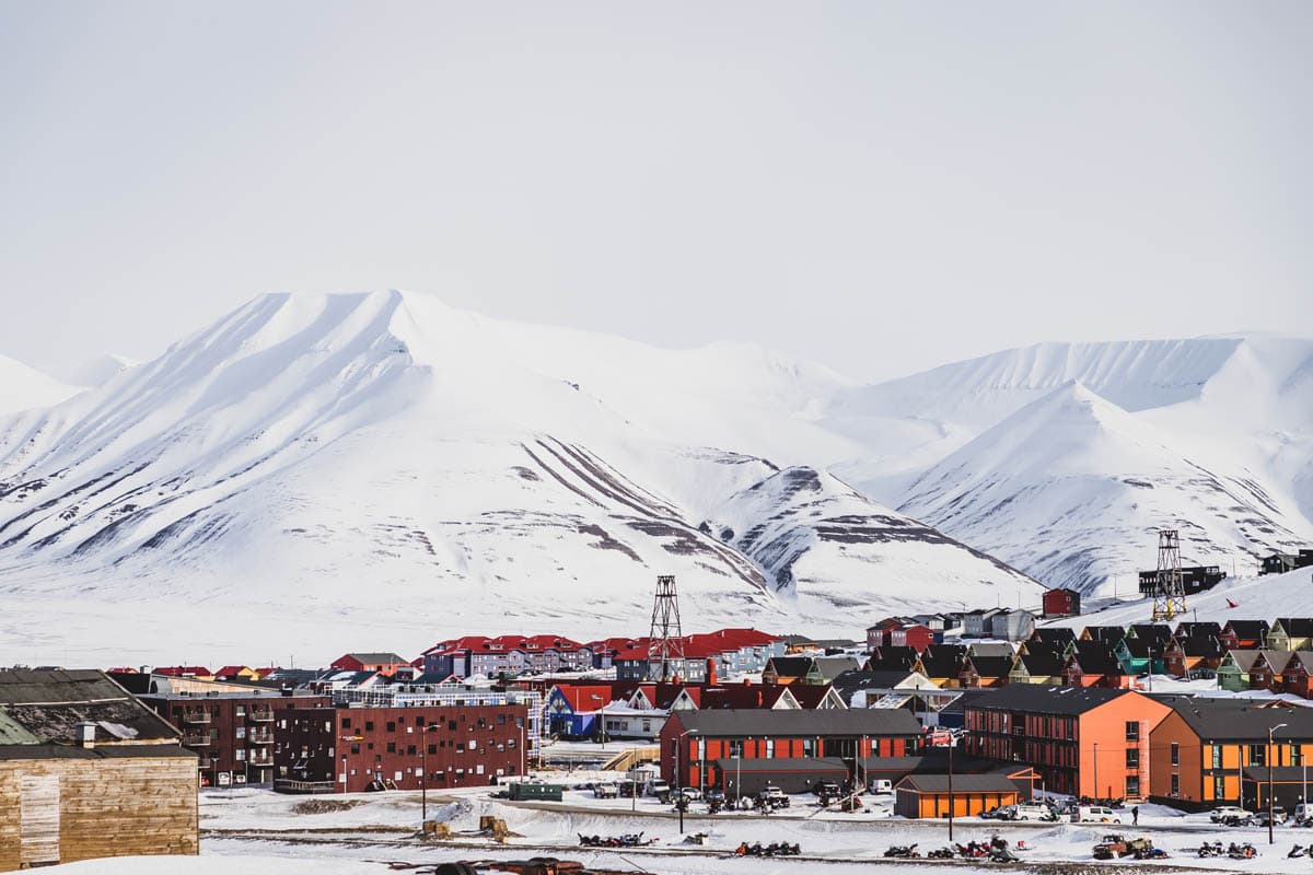 Svalbard panorama at 78 degrees north, glacial terrain and Arctic mountains under pale polar light