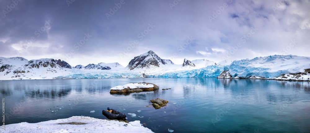 Narvik and the Ofotfjord surrounded by mountains, Nordland, Northern Norway
