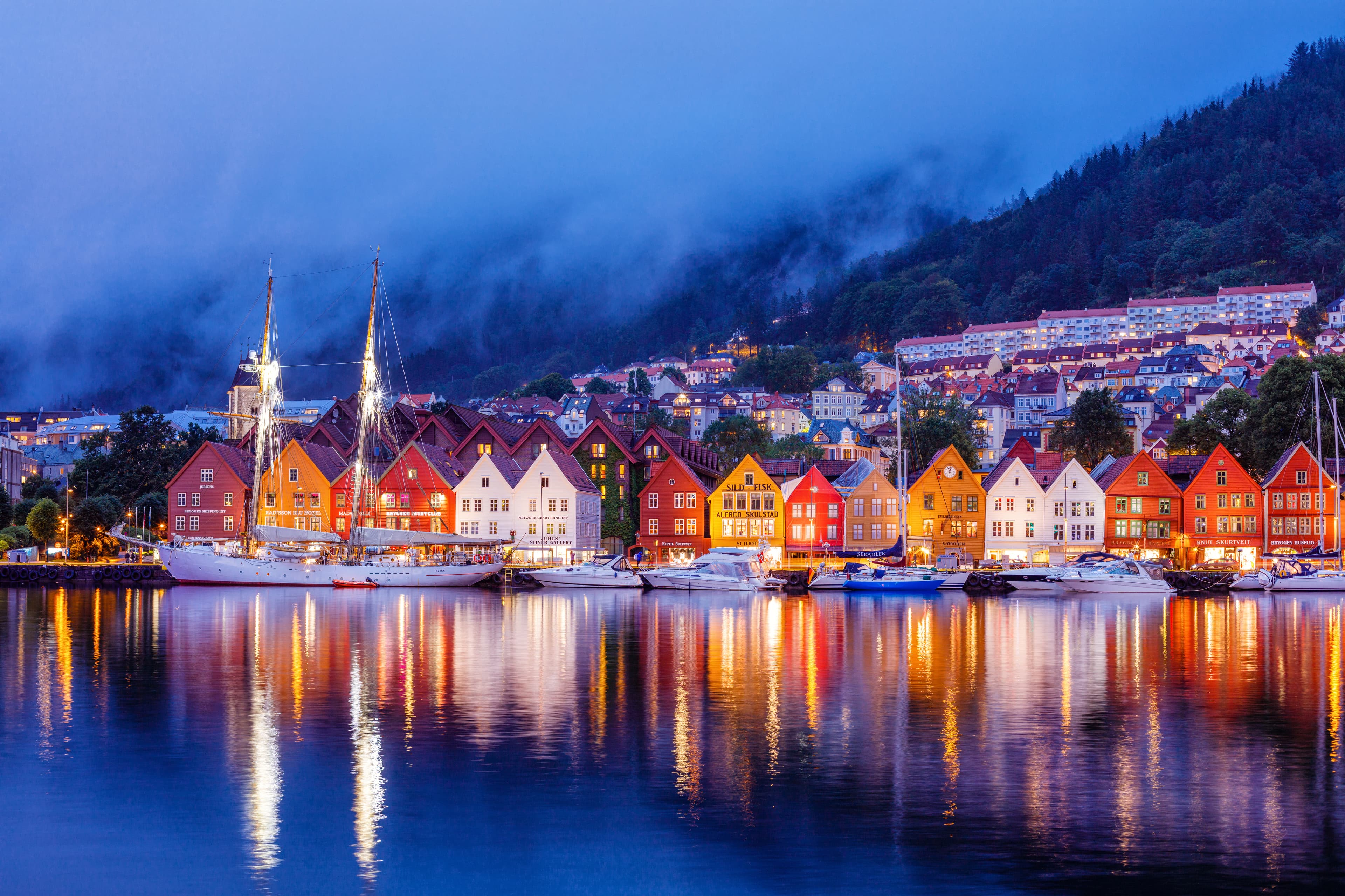 Bergen harbour and Bryggen Hanseatic wharf, Norway