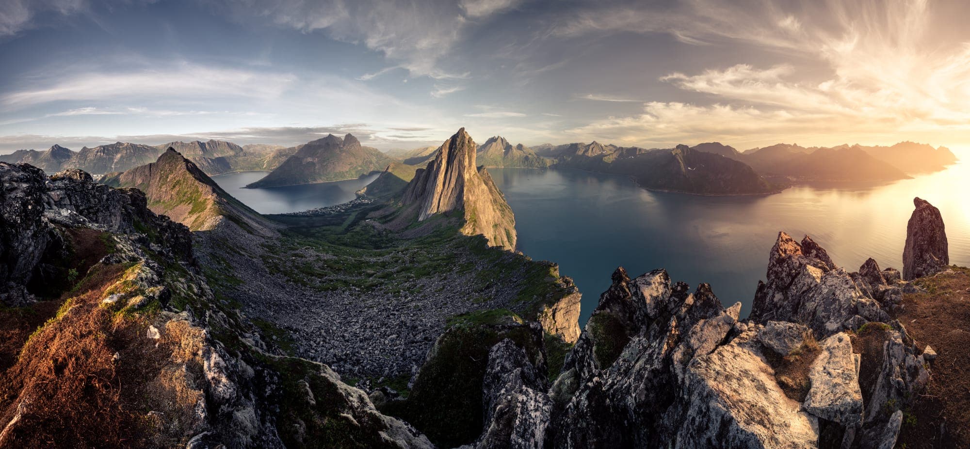 Senja coastline with dramatic mountains and fjords, Northern Norway