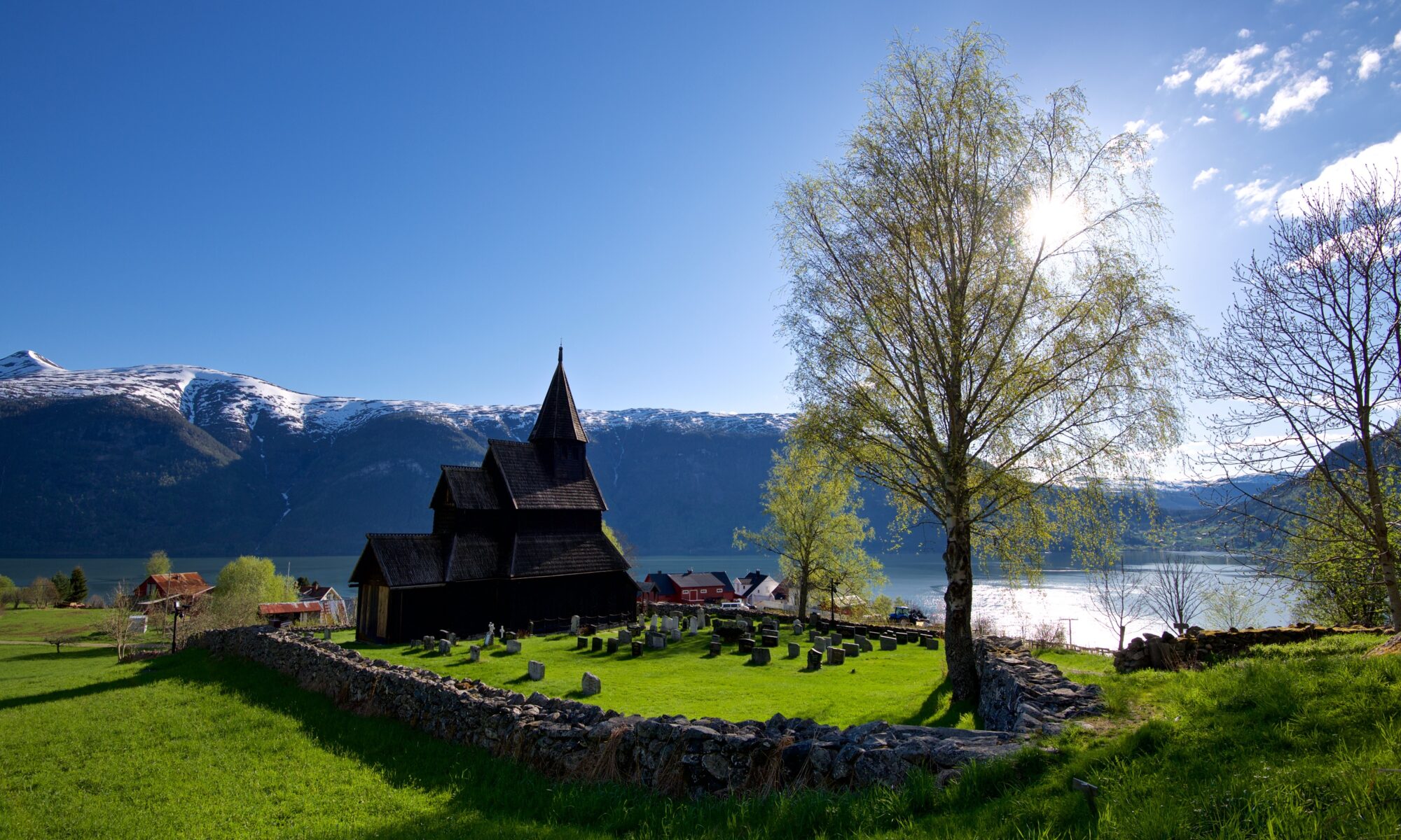 Urnes Stave Church exterior above Lustrafjord