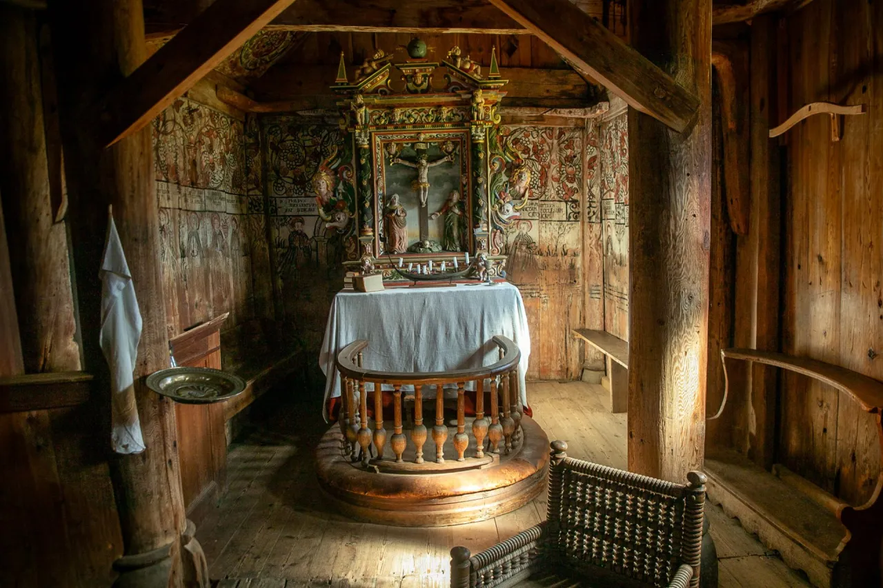 Inside Urnes Stave Church