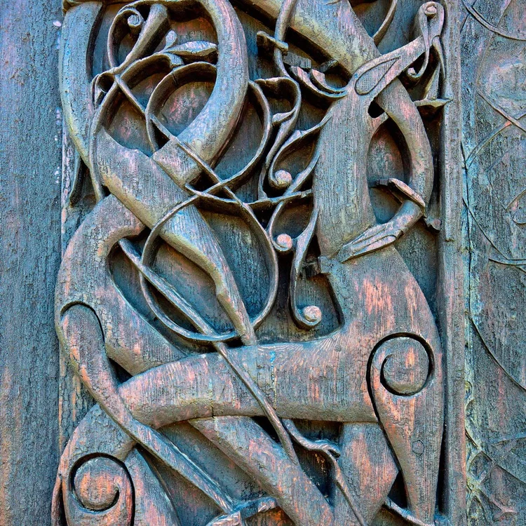 Wood carvings at Urnes Stave Church